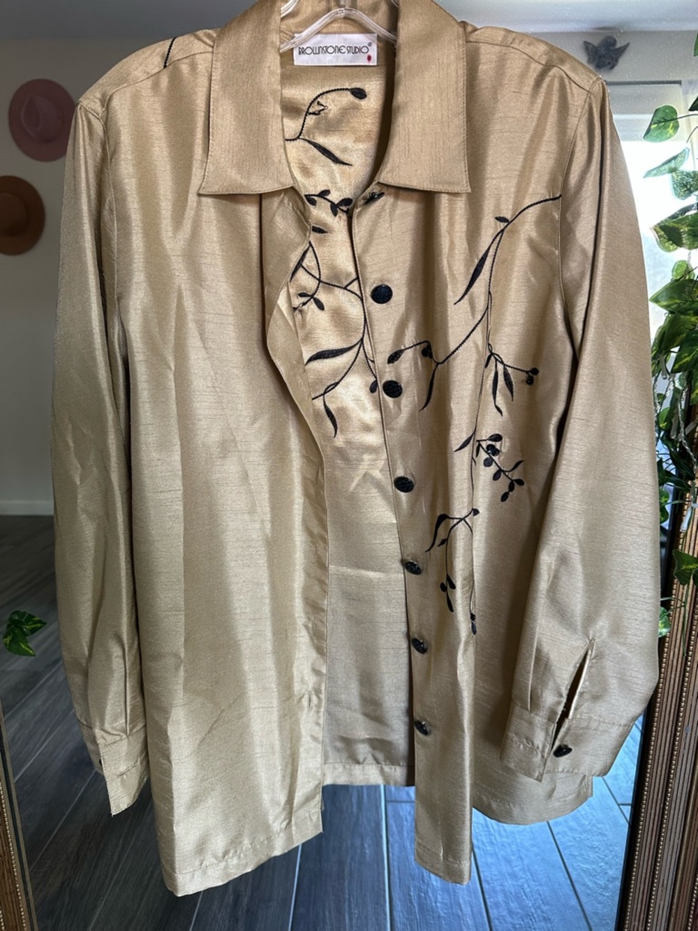 Gold Embellished Button-Front Women's Jacket